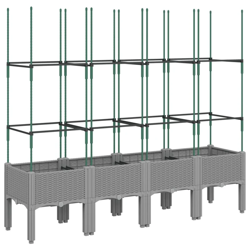 Jardinera Con Enrejado Pp Gris Claro 160x40x142,5 Cm