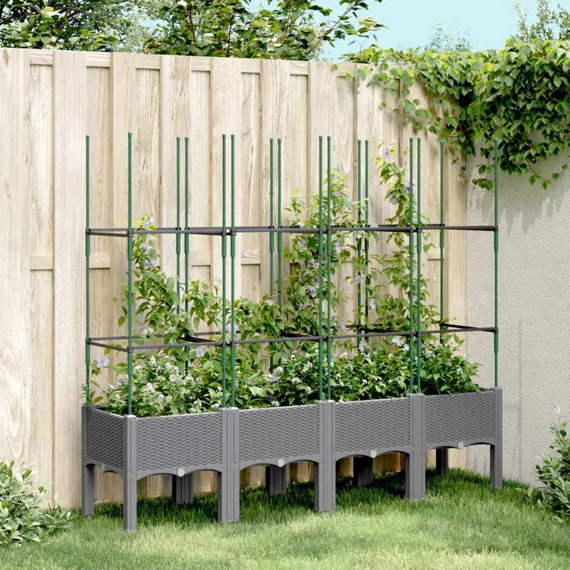Jardinera Con Enrejado Pp Gris Claro 160x40x142,5 Cm
