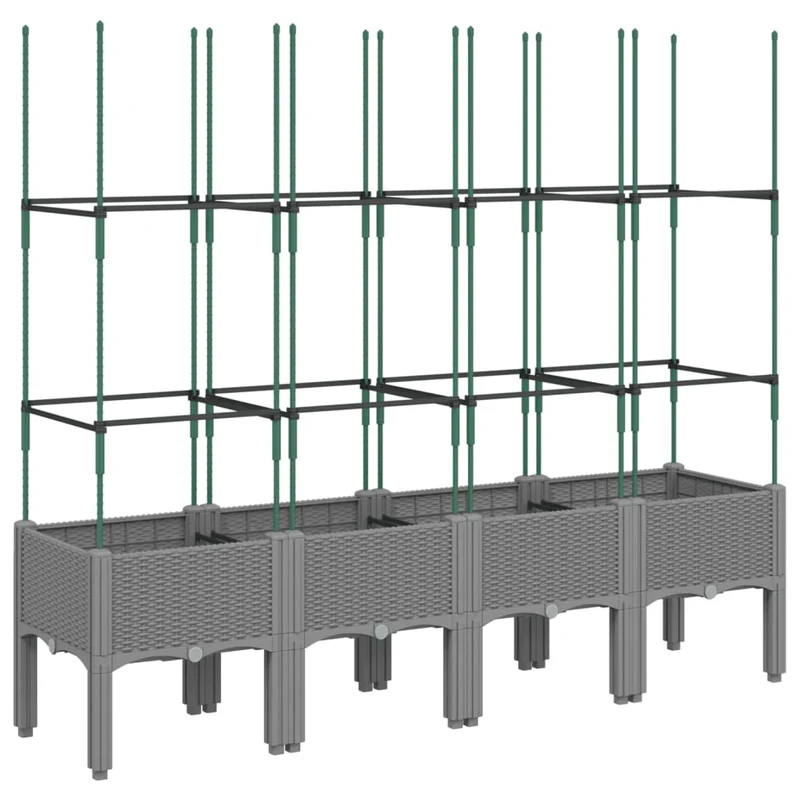 Jardinera Con Enrejado Pp Gris Claro 160x40x142,5 Cm