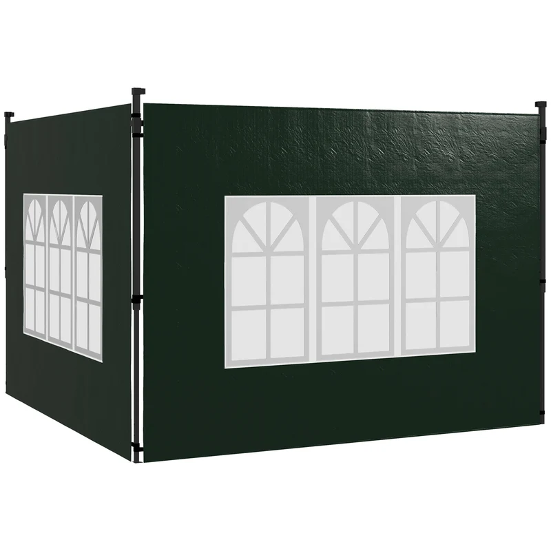 Outsunny Paredes Laterales Para Carpa 3x3 M Y 3x6 M 293x193 Cm Verde Oscuro