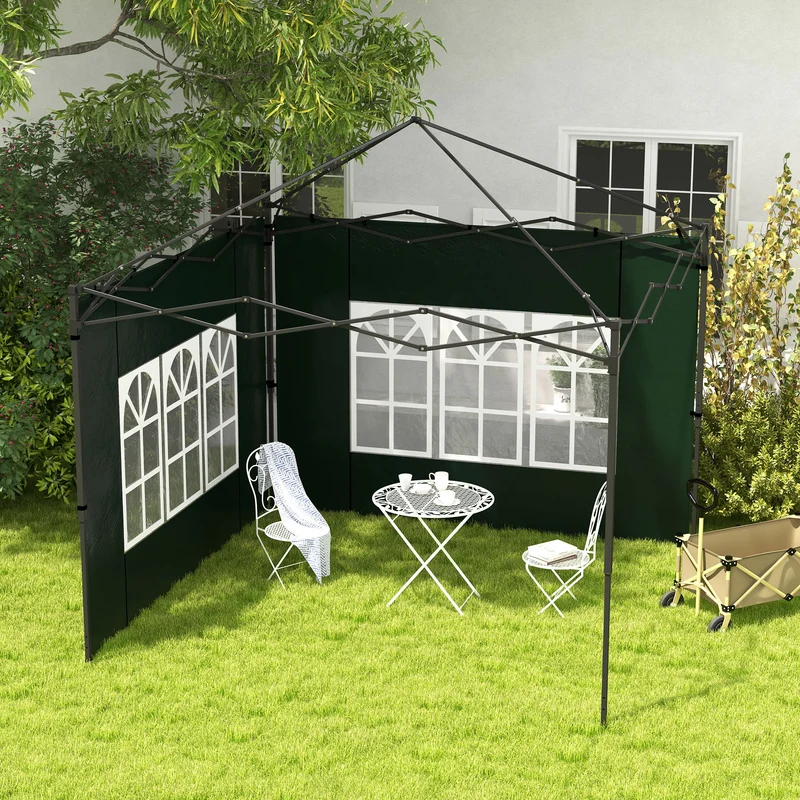 Outsunny Paredes Laterales Para Carpa 3x3 M Y 3x6 M 293x193 Cm Verde Oscuro