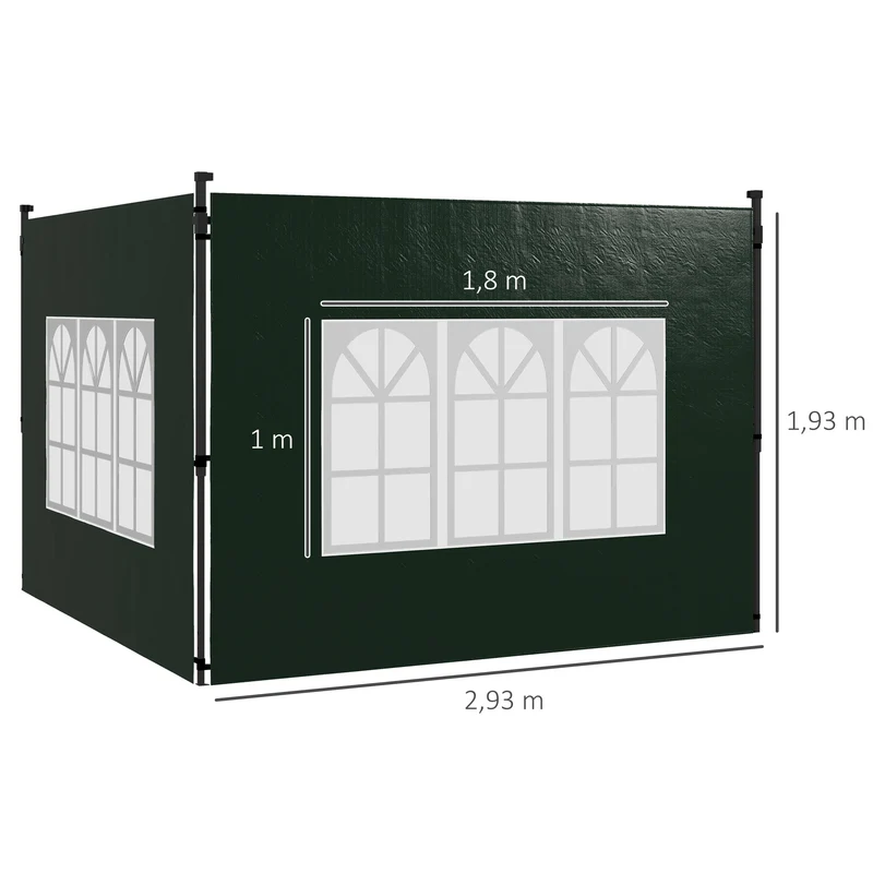 Outsunny Paredes Laterales Para Carpa 3x3 M Y 3x6 M 293x193 Cm Verde Oscuro