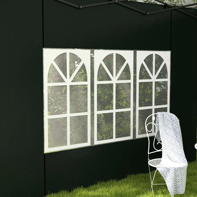 Outsunny Paredes Laterales Para Carpa 3x3 M Y 3x6 M 293x193 Cm Verde Oscuro