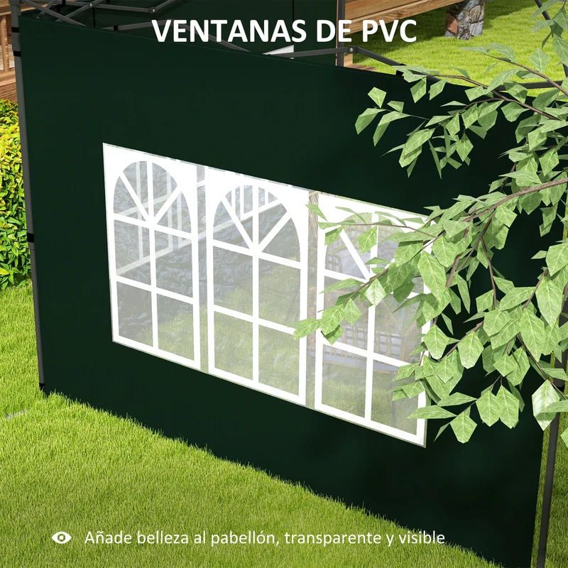 Outsunny Paredes Laterales Para Carpa 3x3 M Y 3x6 M 293x193 Cm Verde Oscuro