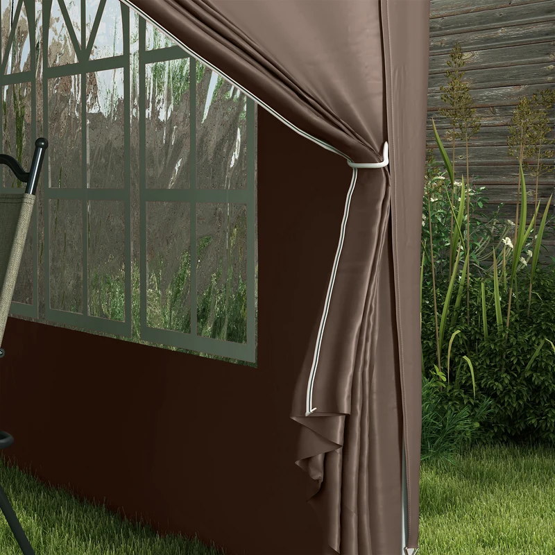 Outsunny Carpa Plegable Pop-up 3x3 M Con 4 Paredes Laterales Anti-uv Café