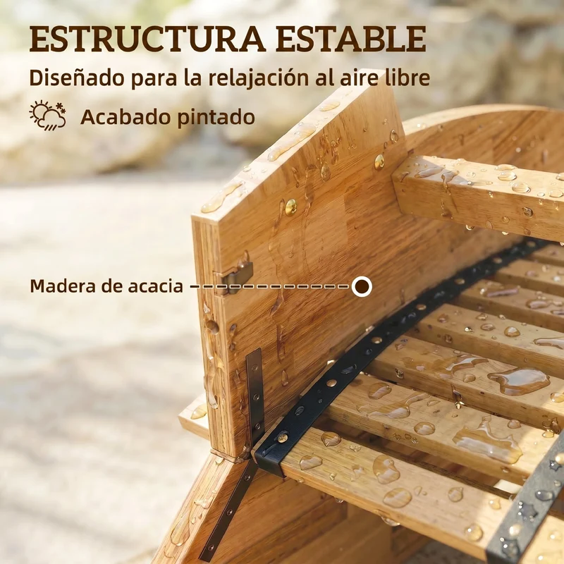 Outsunny Pack De 2 Sillas Mecedoras De Jardín De Madera Plegables Natural