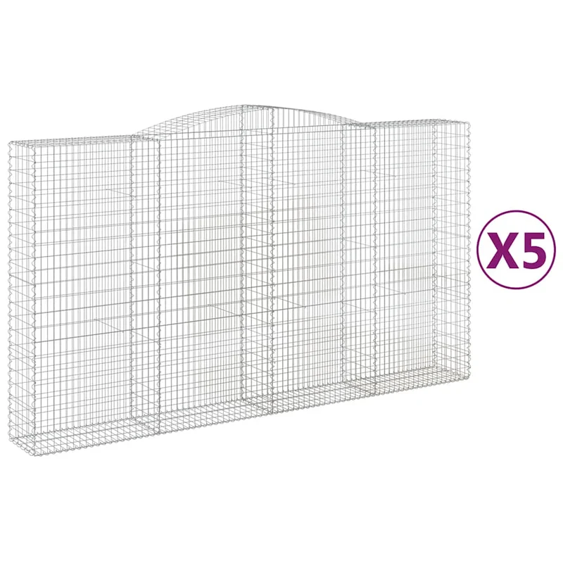 Cestas De Gaviones 5 Uds Forma De Arco Hierro 400x50x220/240 Cm