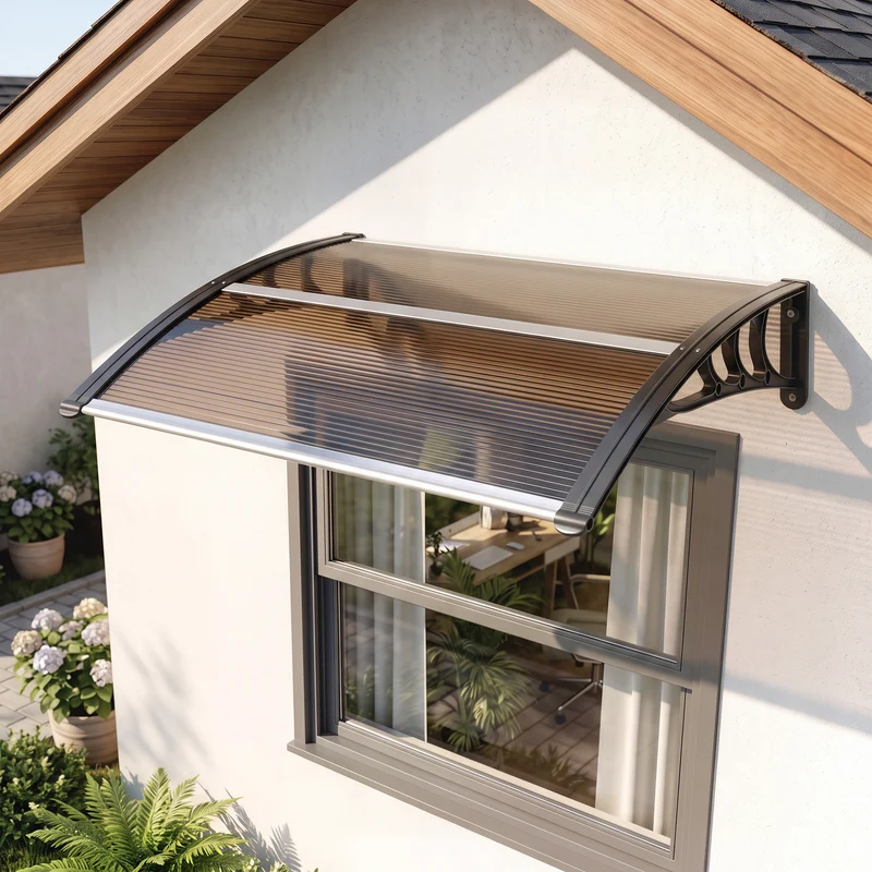Outsunny Tejadillo De Protección 75x100cm Marquesina Para Puerta Marrón