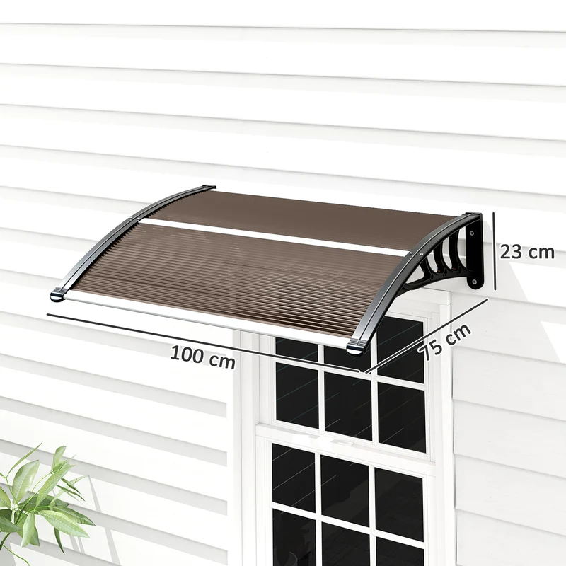 Outsunny Tejadillo De Protección 75x100cm Marquesina Para Puerta Marrón