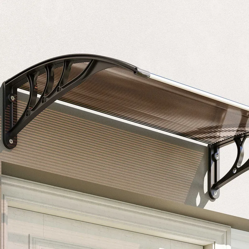 Outsunny Tejadillo De Protección 75x100cm Marquesina Para Puerta Marrón