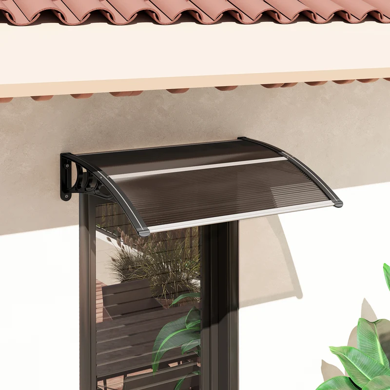 Outsunny Tejadillo De Protección 75x100cm Marquesina Para Puerta Marrón