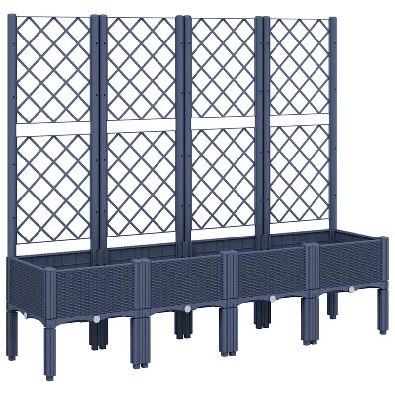 Jardinera Con Enrejado Pp Azul Gris 160x40x142 Cm