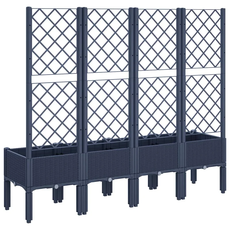 Jardinera Con Enrejado Pp Azul Gris 160x40x142 Cm