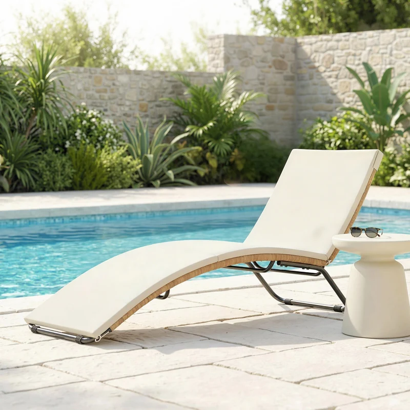 Outsunny Tumbona De Jardín Exterior De Ratán En Forma De S Con Cojín Crema