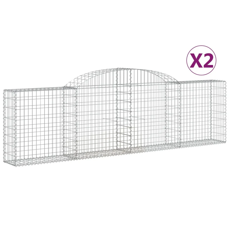 Cestas De Gaviones 2 Uds Forma De Arco Hierro 300x30x80/100 Cm