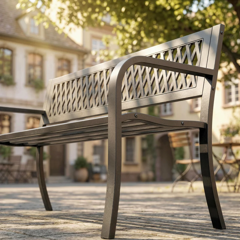 Outsunny Banco De Jardín Exterior De 2 Plazas Con Asiento Listonado Negro