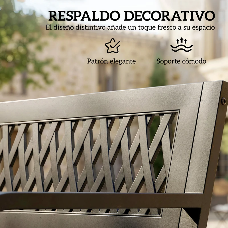 Outsunny Banco De Jardín Exterior De 2 Plazas Con Asiento Listonado Negro
