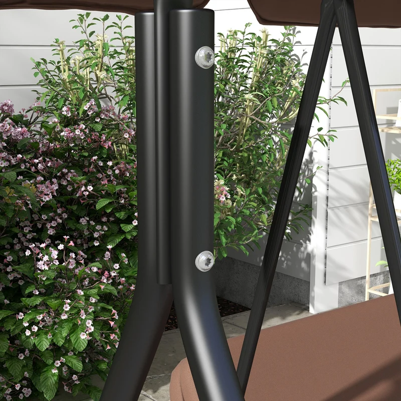 Outsunny Columpio De Jardín De 3 Plazas Con Techo Ajustable 172x110x153cm Marrón