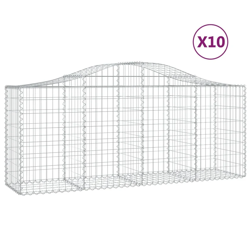Cestas De Gaviones 10 Uds Forma De Arco Hierro 200x50x80/100 Cm