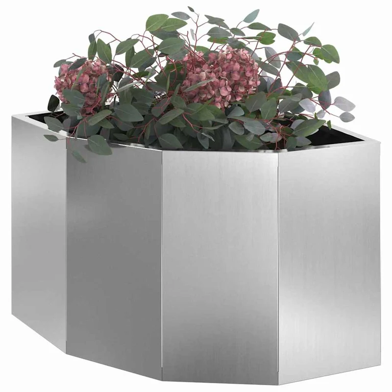Macetero De Esquina Plateado 45 X 45 X 35 Cm Acero Galvanizado