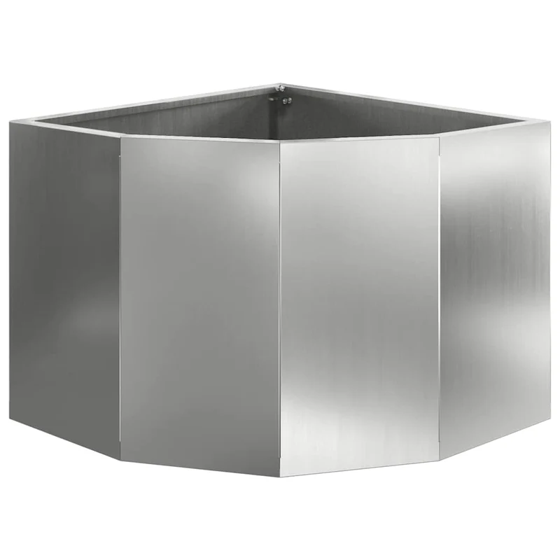Macetero De Esquina Plateado 45 X 45 X 35 Cm Acero Galvanizado