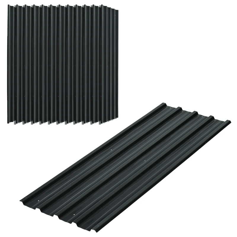 Outsunny Juego De 12 Paneles Para Tejado De Acero Galvanizado 129x45cm Gris