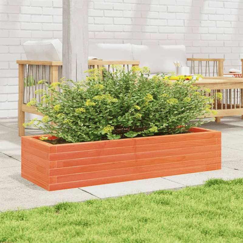 Jardinera De Madera Maciza De Pino Marrón Cera 110x40x23 Cm