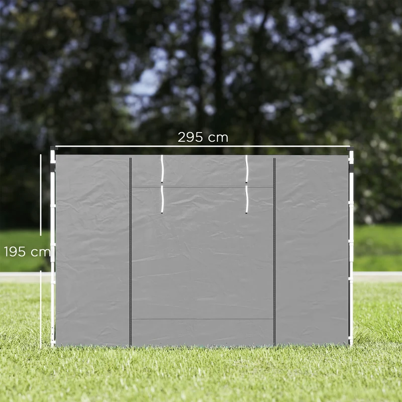 Outsunny Paredes Laterales Para Carpas De 2 Paneles 300x200 Cm Con Ventana Gris