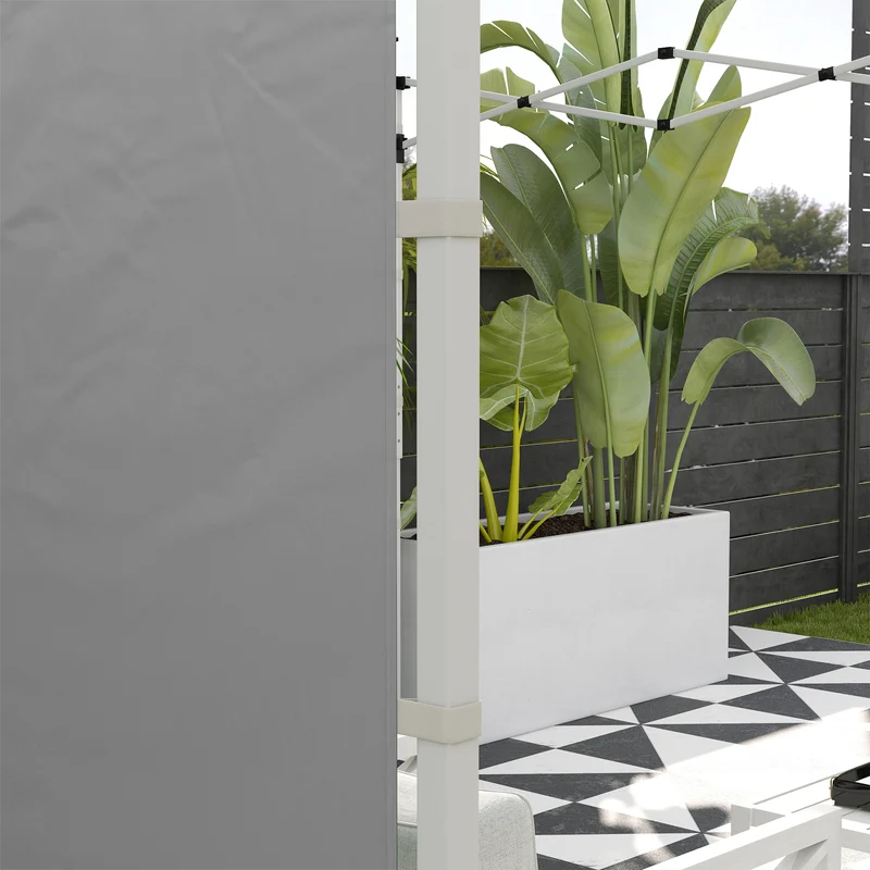 Outsunny Paredes Laterales Para Carpas De 2 Paneles 300x200 Cm Con Ventana Gris