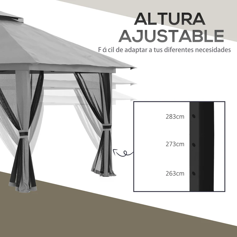 Outsunny Carpa Plegable Pop-up 4x4x2,8 M Altura Ajustable Protección Uv50+