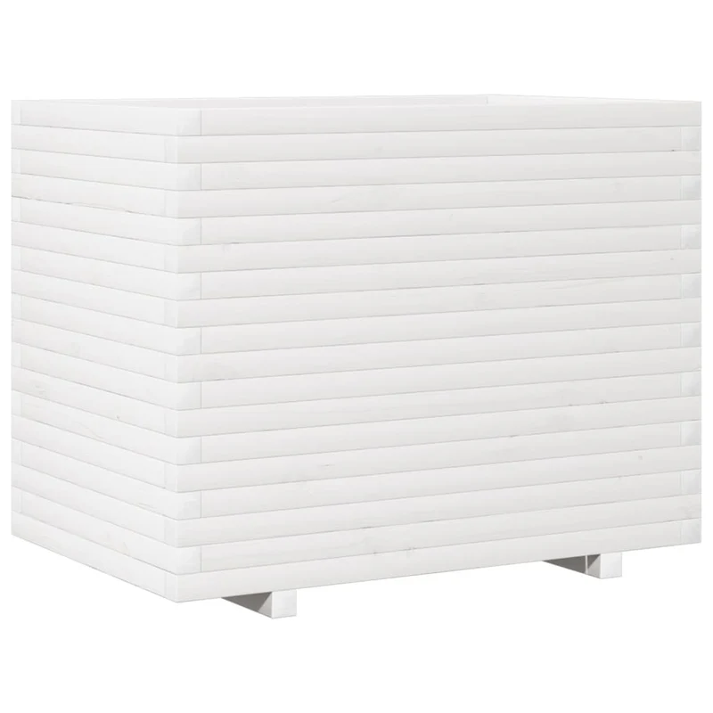 Jardinera De Madera Maciza De Pino Blanca 90x60x72 Cm
