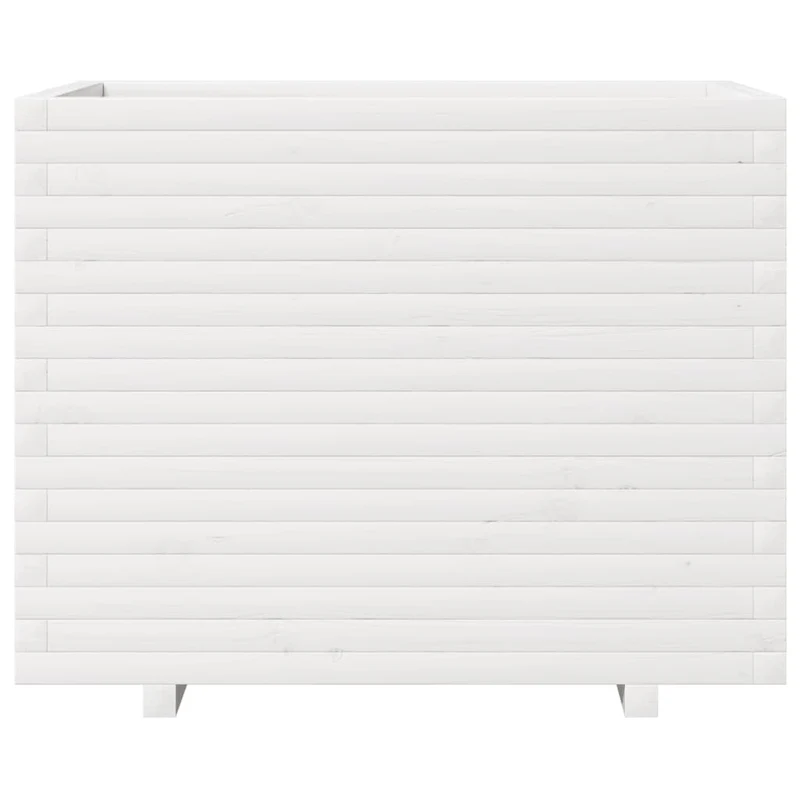 Jardinera De Madera Maciza De Pino Blanca 90x60x72 Cm