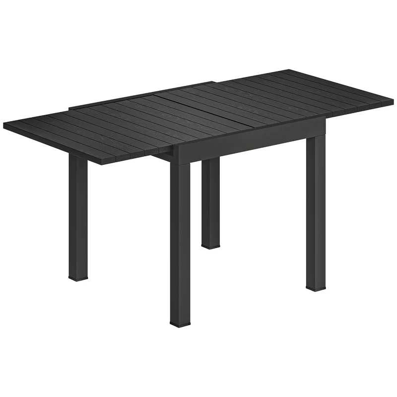 Outsunny Mesa De Jardín Exterior Extensible 80/160x80 Cm De Aluminio Negro