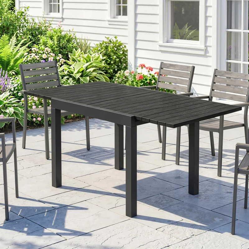 Outsunny Mesa De Jardín Exterior Extensible 80/160x80 Cm De Aluminio Negro