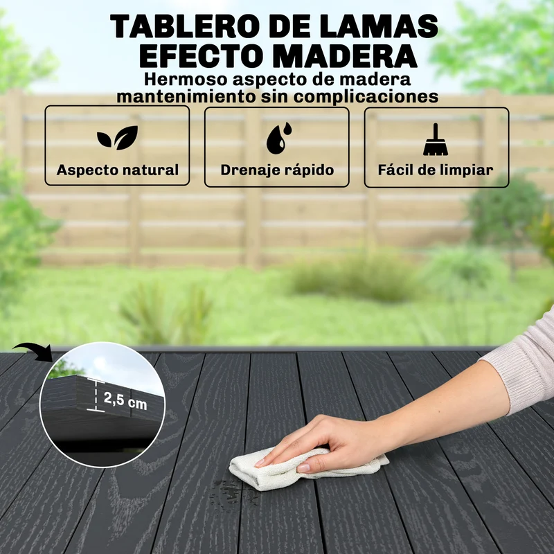 Outsunny Mesa De Jardín Exterior Extensible 80/160x80 Cm De Aluminio Negro