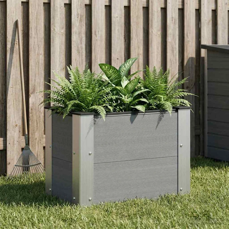 Arriate Elevado Gris 50 X 30 X 36 Cm Wpc Y Aluminio