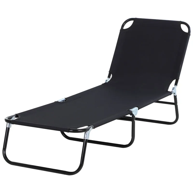 Outsunny Tumbona Plegable Reclinable Ajustable De 5 Posiciones 188x56x28cm Negro