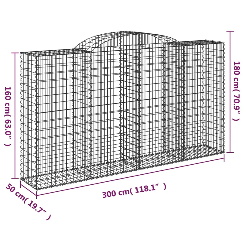 Cestas Gaviones 10 Uds Forma De Arco Hierro 300x50x160/180 Cm