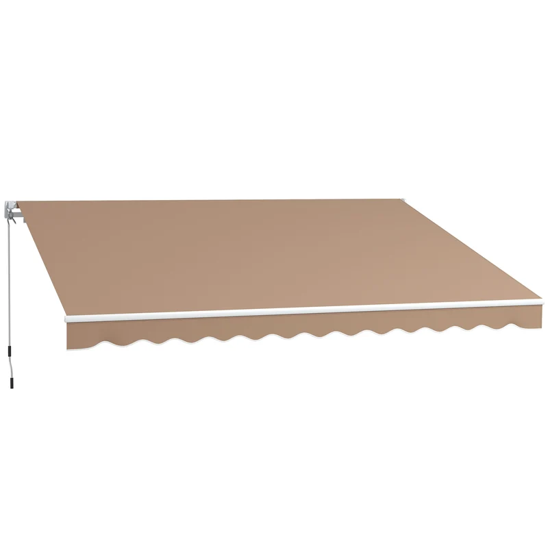 Outsunny Toldo Manual Retráctil 350x250 Cm Con Manivela De Metal Marrón