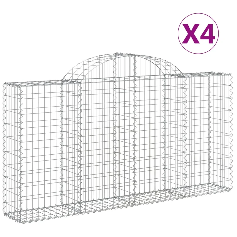 Cestas De Gaviones 4 Uds Forma De Arco Hierro 200x30x100/120 Cm