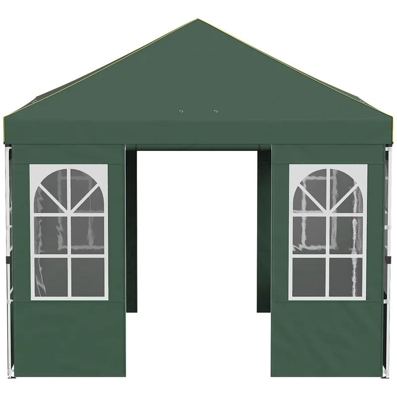 Outsunny Carpa Plegable 3x3m Pop-up Altura Ajustable Laterales Extraíbles Verde