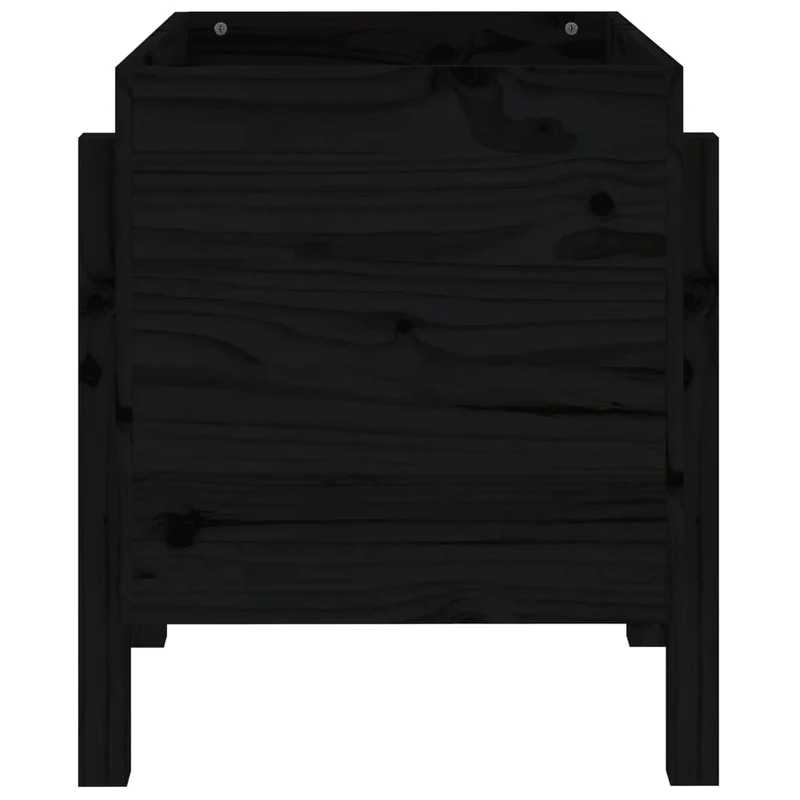Jardinera De Madera Maciza De Pino Negro 62x50x57 Cm