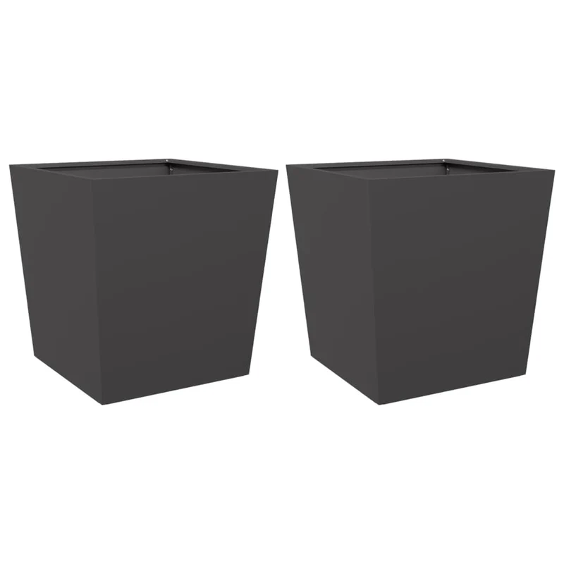 Jardineras 2 Uds De Acero Negro 50x50x50 Cm