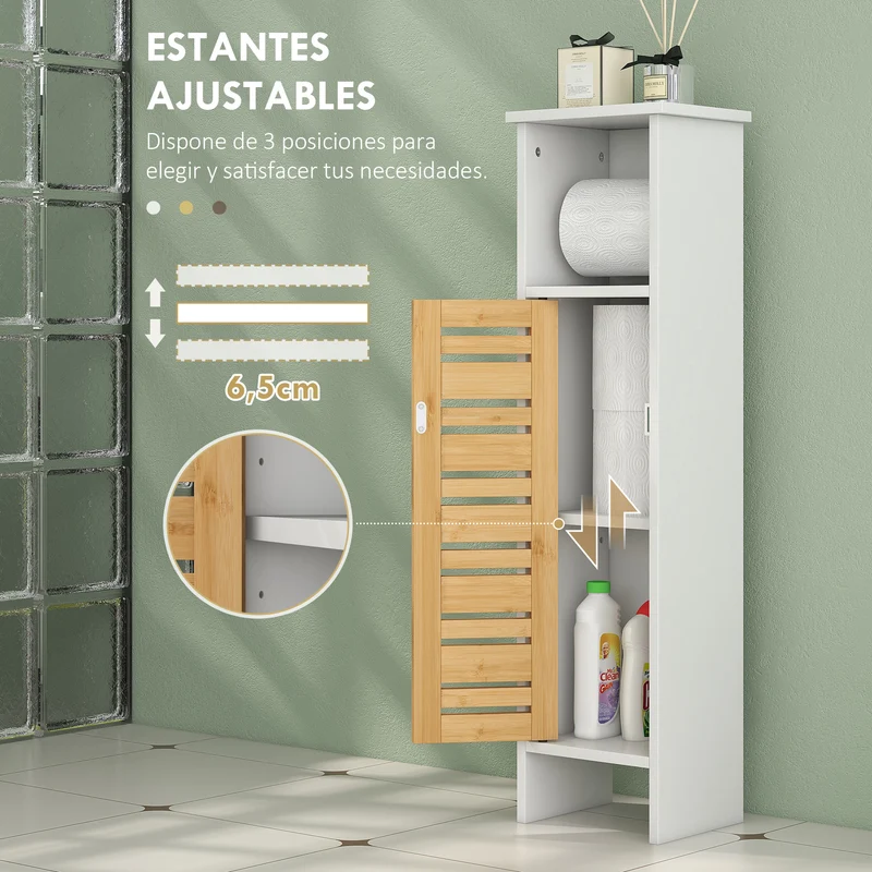 Homcom Conjunto De 1 Mueble Bajo Lavabo Y 1 Columna De Baño Blanco Y Natural
