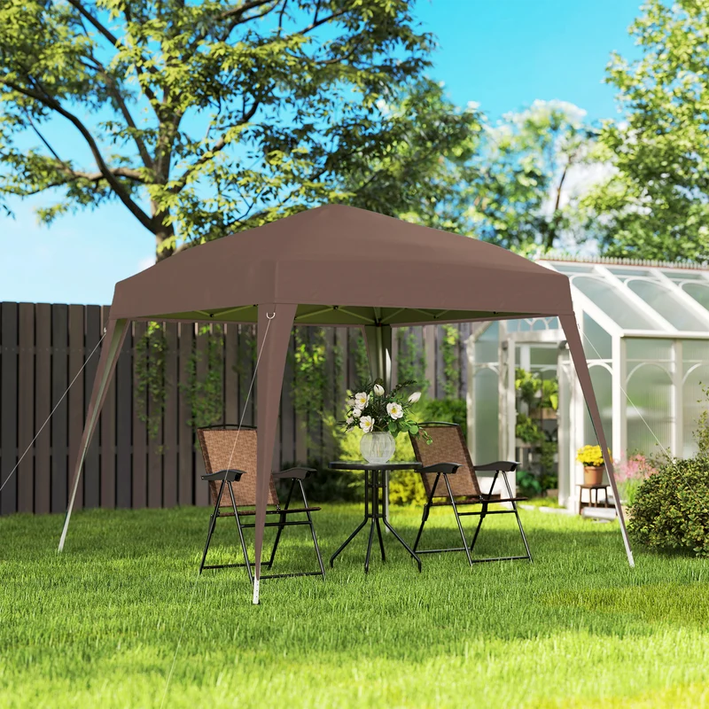 Outsunny Carpa Plegable 2,4x2,4 M De Jardín Pop Up Cenador De Acero Y Tela
