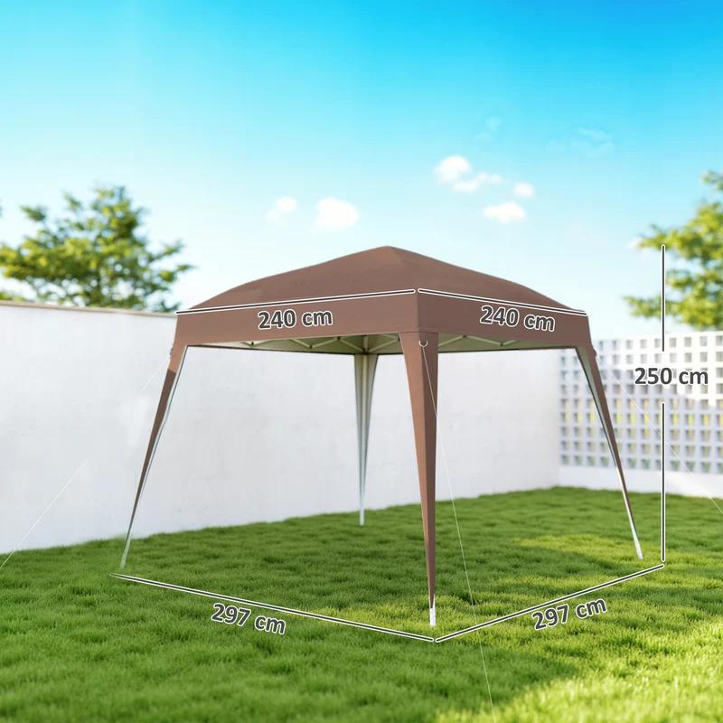 Outsunny Carpa Plegable 2,4x2,4 M De Jardín Pop Up Cenador De Acero Y Tela