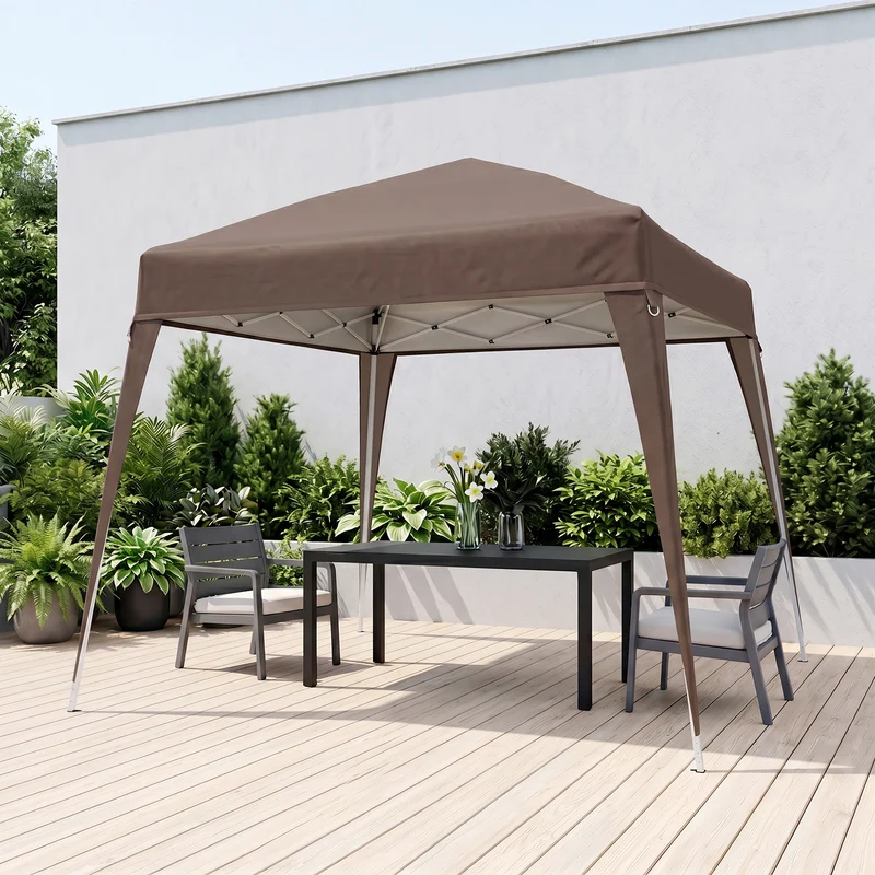 Outsunny Carpa Plegable 2,4x2,4 M De Jardín Pop Up Cenador De Acero Y Tela