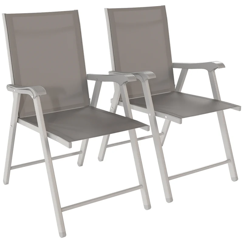 Outsunny Pack De 4 Sillas De Camping Plegables Tela Textilene 58x62x97 Cm Gris