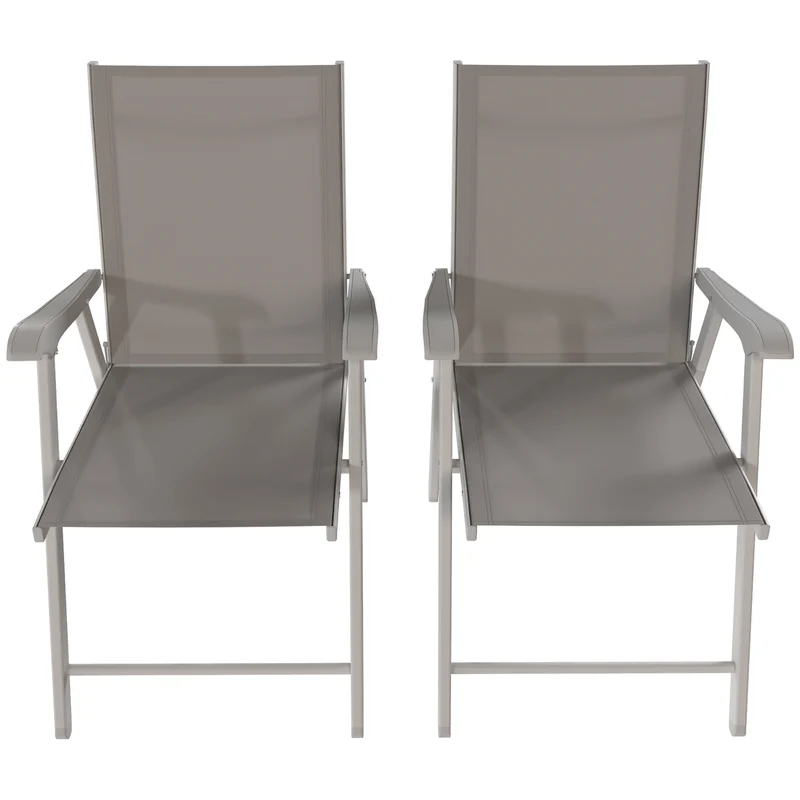 Outsunny Pack De 4 Sillas De Camping Plegables Tela Textilene 58x62x97 Cm Gris