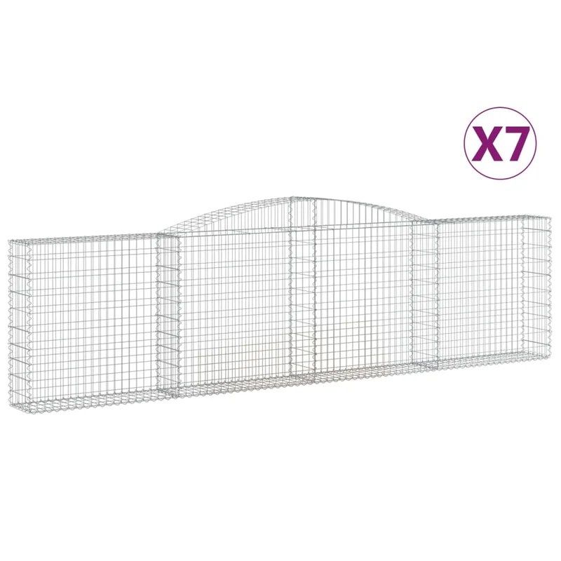 Cestas De Gaviones 7 Uds Forma De Arco Hierro 400x30x100/120 Cm